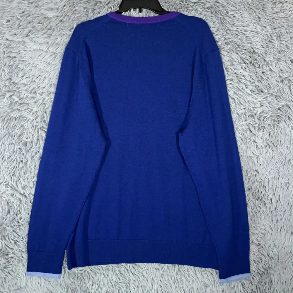 G Fore Adult Sweater Mens XXL Blue Purple Wool Solid Pullover Long Sleeve Mens